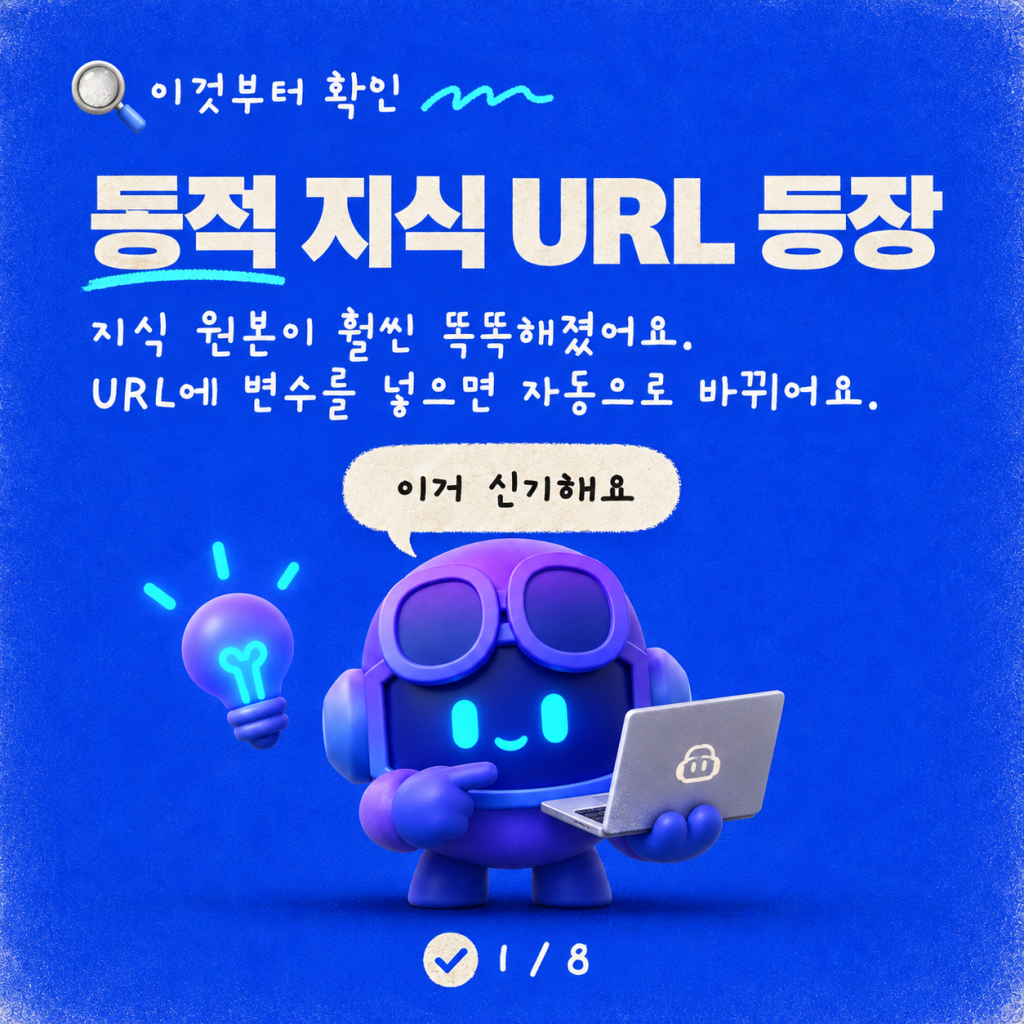 노이즈는 제로, 관련성은 최대: Copilot Studio의 동적 지식 URL 카드뉴스 1/8