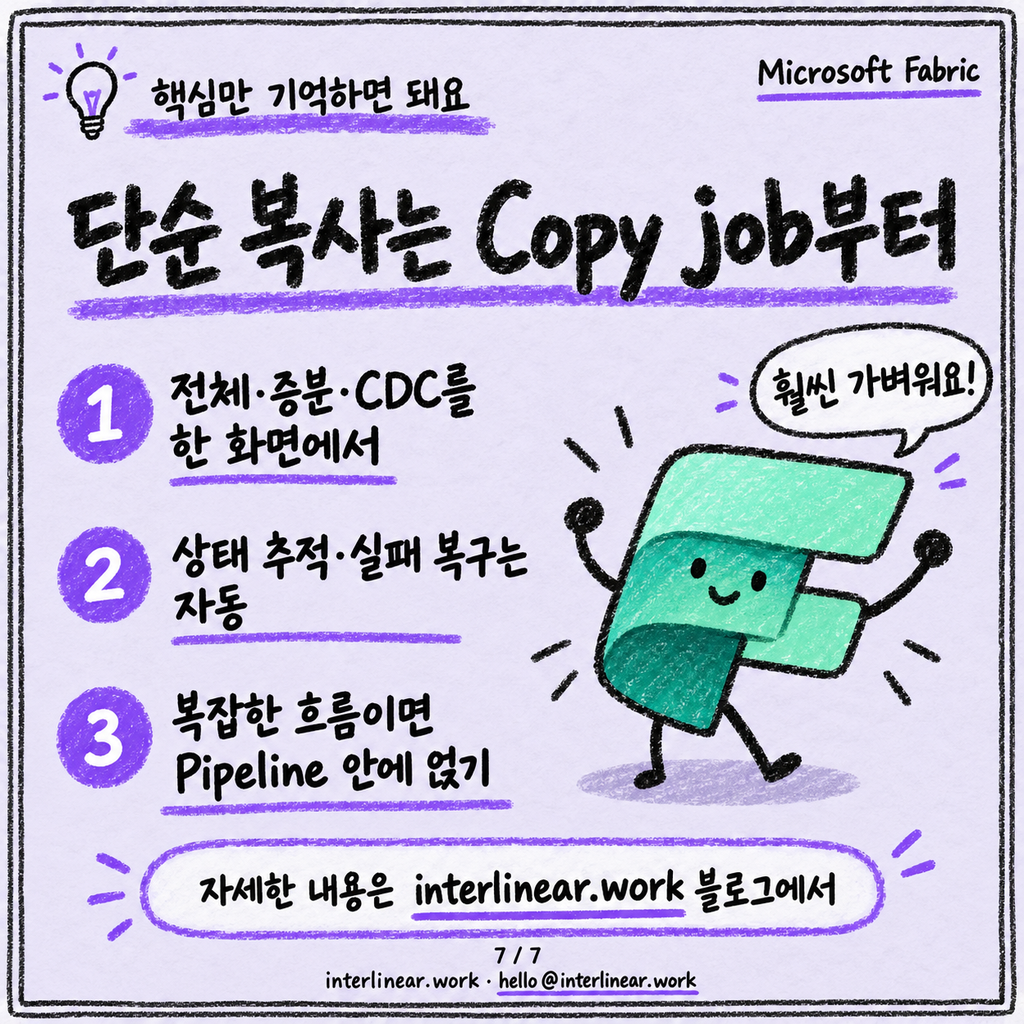 Copy job: 파이프라인 안 만들고 증분 복사만 하고 싶을 때 카드뉴스 7/7
