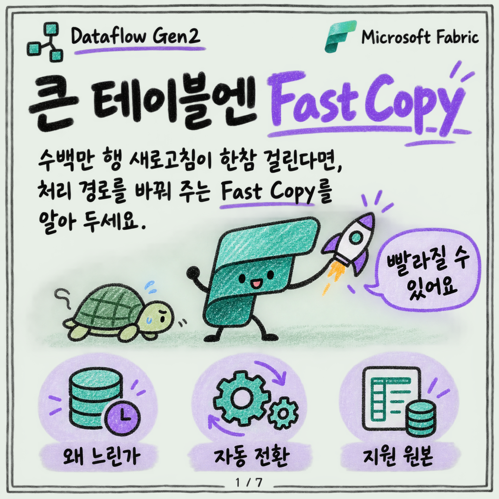 Dataflow Gen2 Fast Copy: 큰 테이블은 이 옵션을 켜세요 카드뉴스 1/7