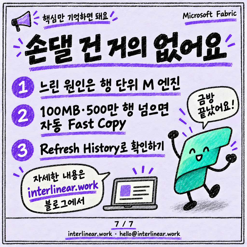 Dataflow Gen2 Fast Copy: 큰 테이블은 이 옵션을 켜세요 카드뉴스 7/7