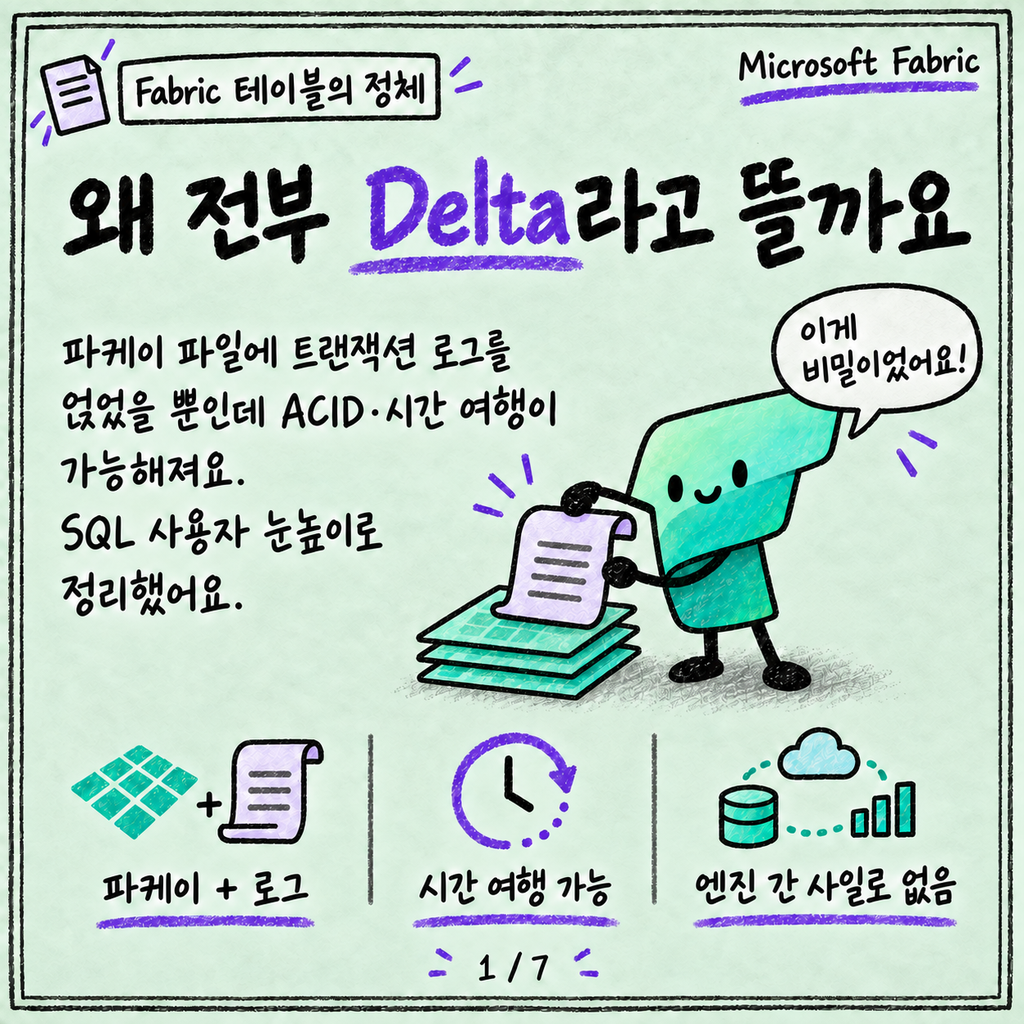 Delta Lake가 뭐길래 Fabric 테이블은 전부 Delta인가요 카드뉴스 1/7