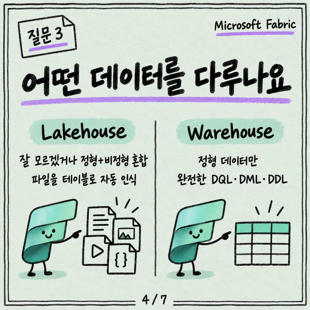 Lakehouse냐 Warehouse냐, 처음 고를 때 보는 기준 카드뉴스 4/7