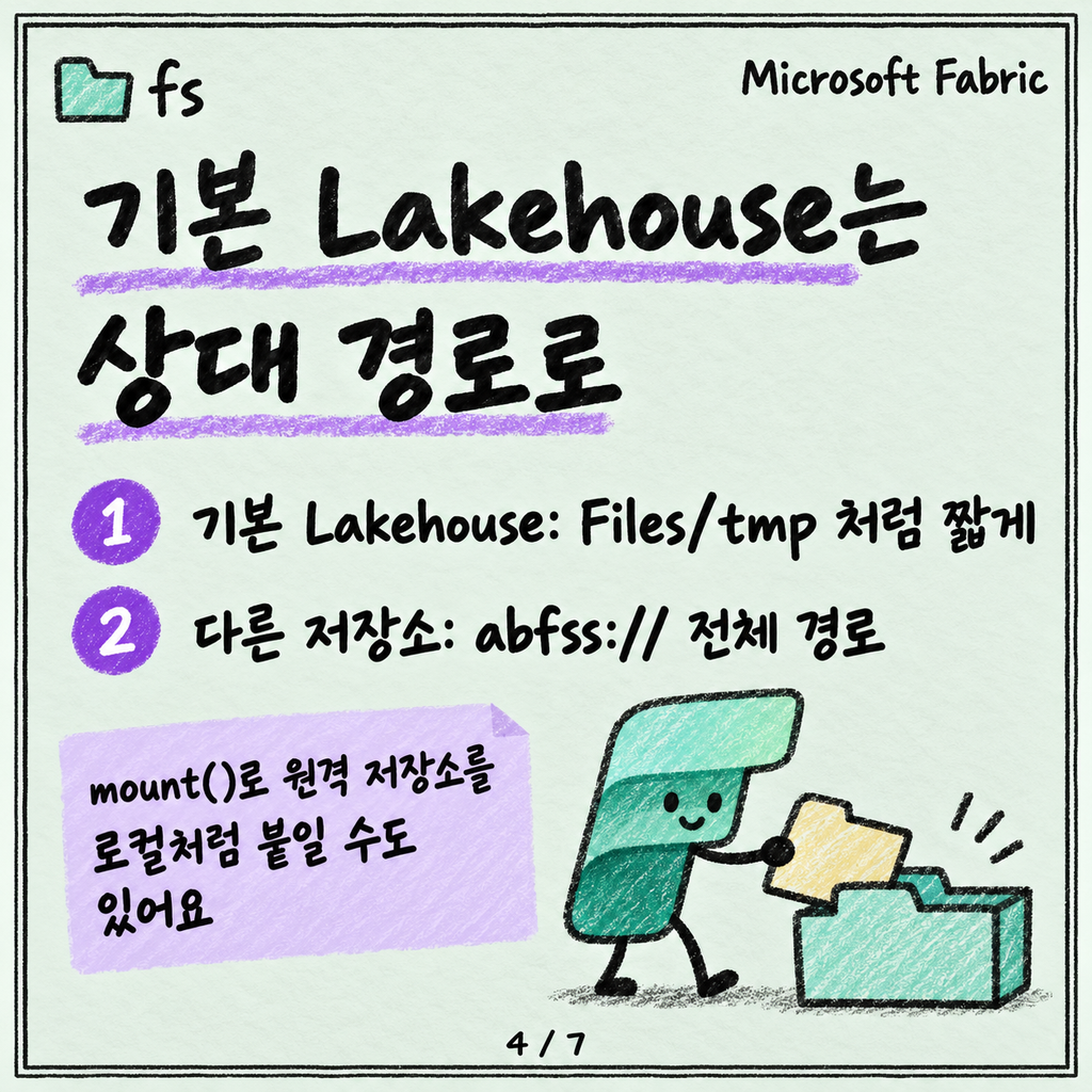 notebookutils: 파일 다루고 다른 Notebook 부르는 도우미 카드뉴스 4/7