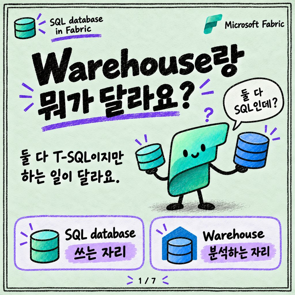SQL database in Fabric: Warehouse와 뭐가 다른 거예요? 카드뉴스 1/7