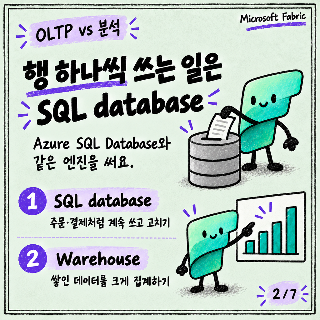 SQL database in Fabric: Warehouse와 뭐가 다른 거예요? 카드뉴스 2/7