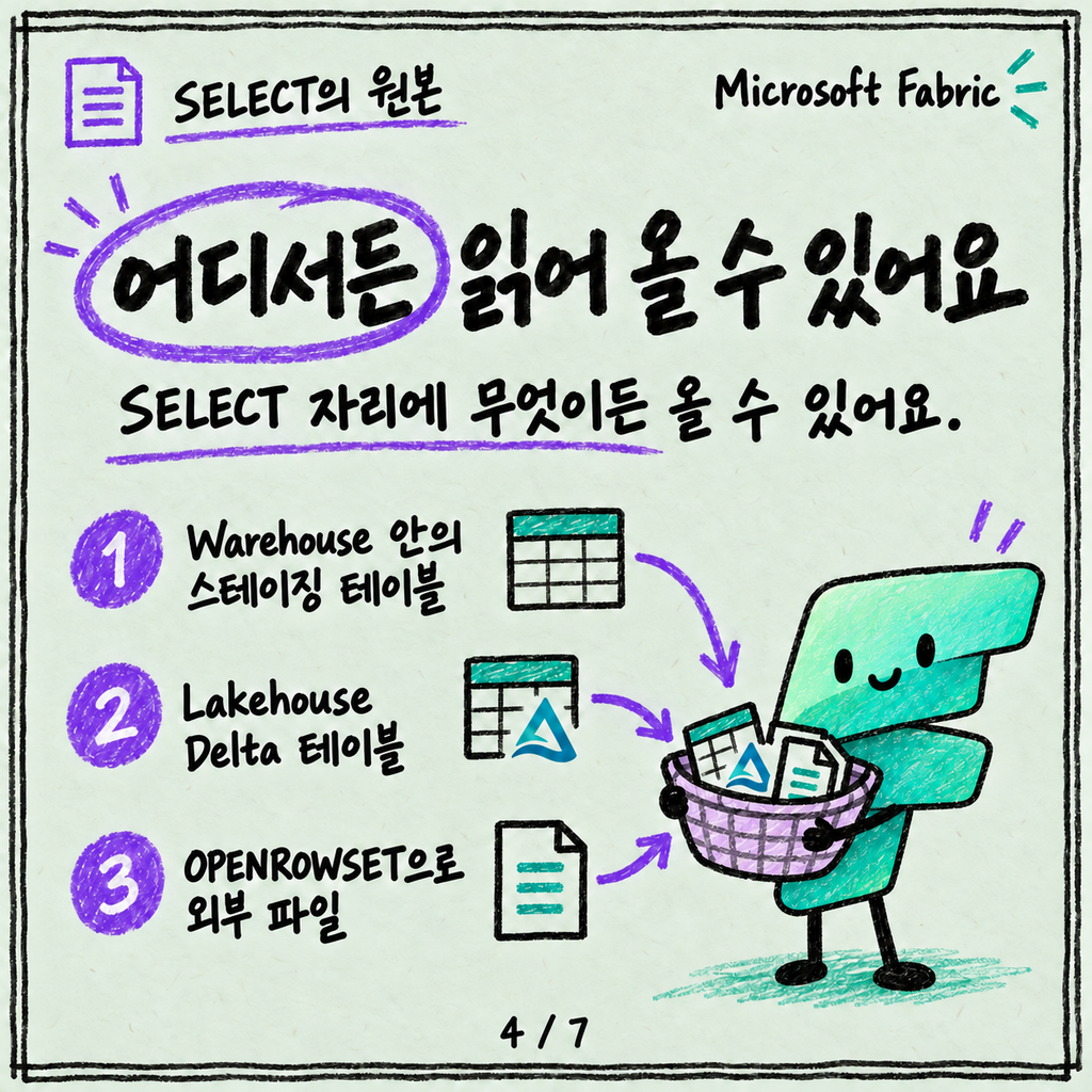 Warehouse에 데이터 넣는 세 가지 길: COPY INTO, CTAS, 크로스 쿼리 카드뉴스 4/7