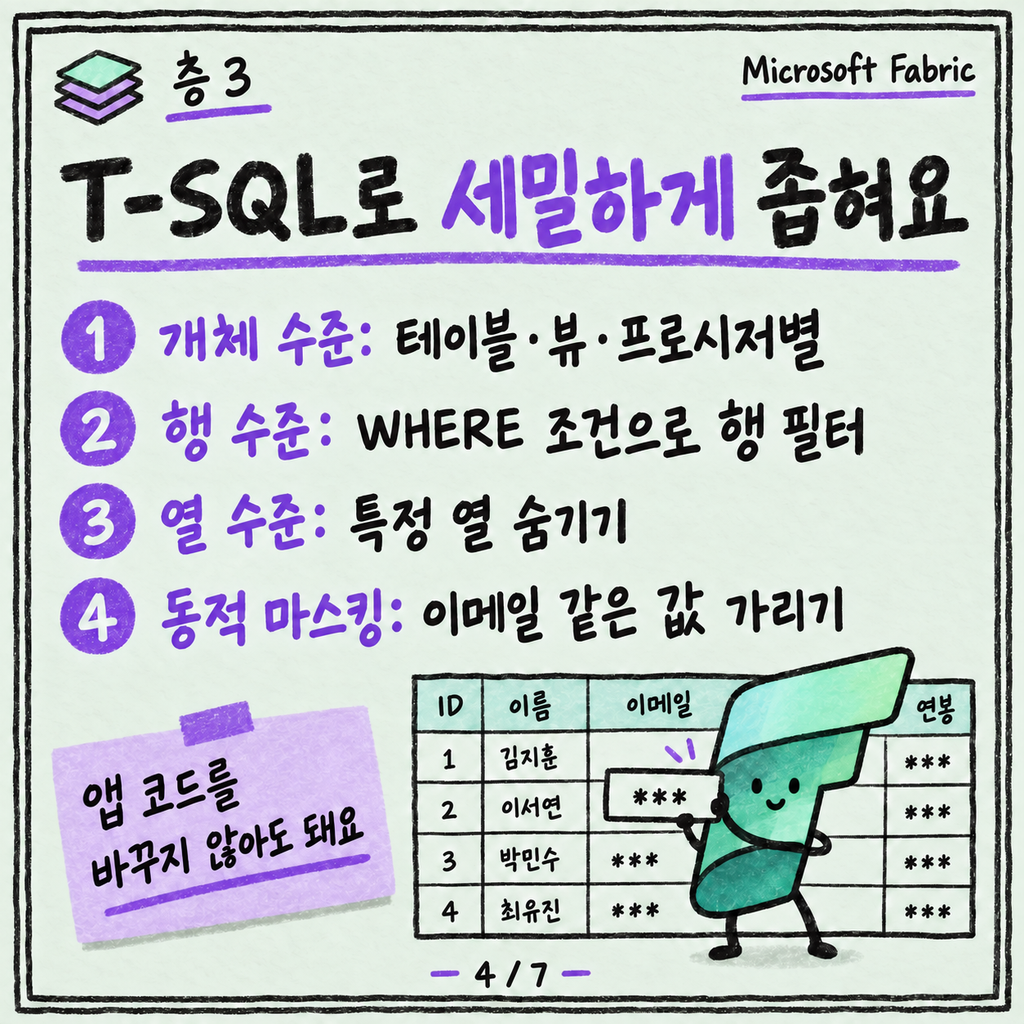 워크스페이스 역할, 항목 권한, SQL 권한 — 세 층이 어떻게 겹치나 카드뉴스 4/7