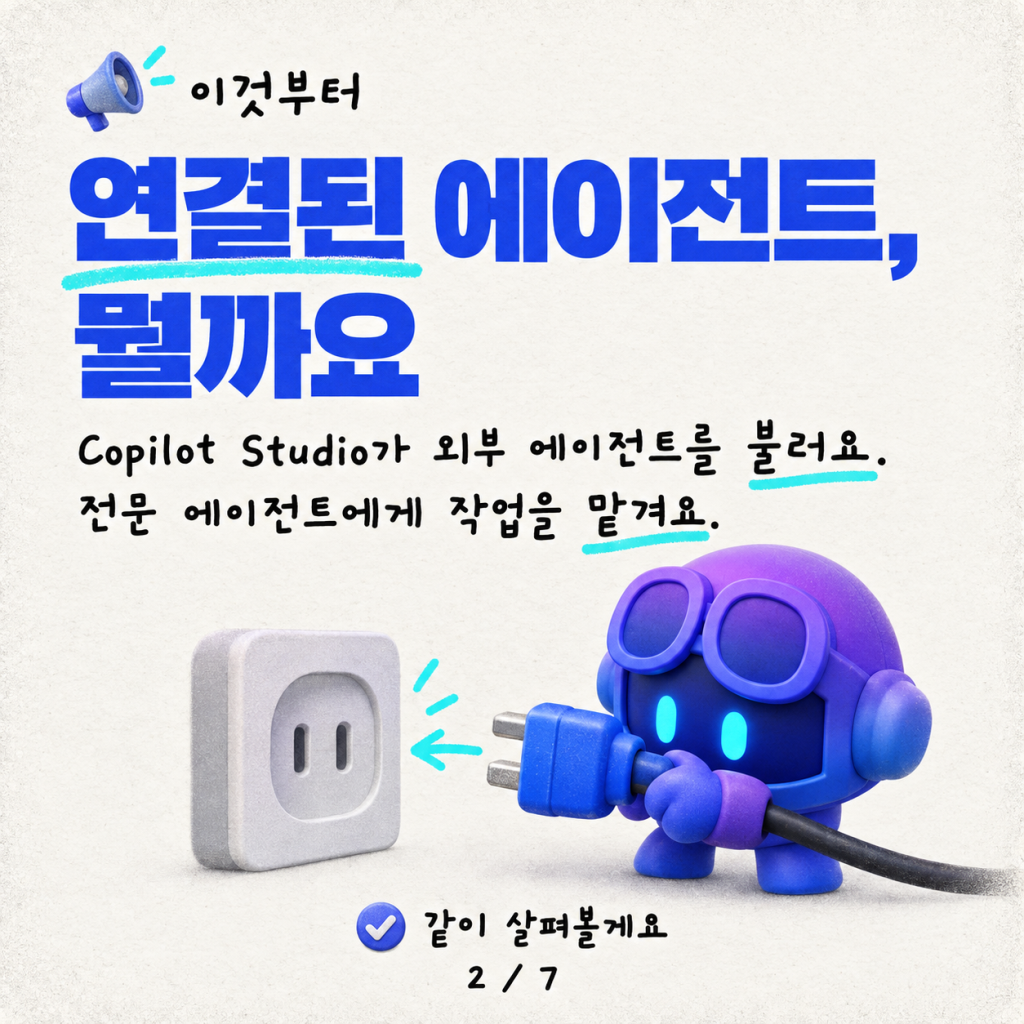 영상 데모: Copilot Studio에서 Microsoft Foundry 에이전트 연결하기 카드뉴스 2/7