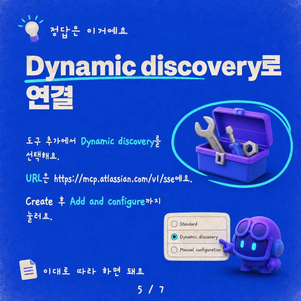5분 만에 Copilot Studio에 Jira(Atlassian) 원격 MCP 서버 연결하기 카드뉴스 5/7