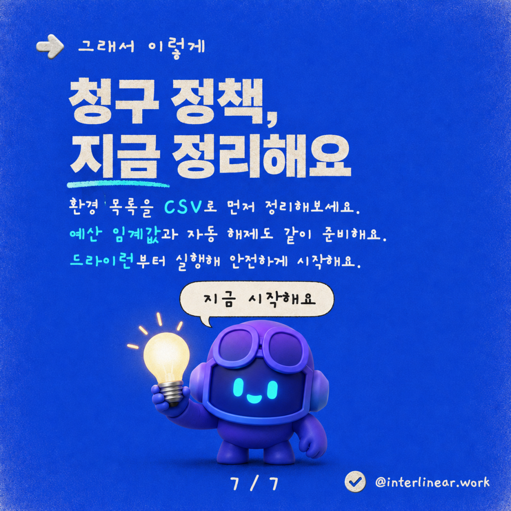 구름 길들이기: 대규모 Power Platform 종량제(PAYG) 청구 정책 관리 카드뉴스 7/7