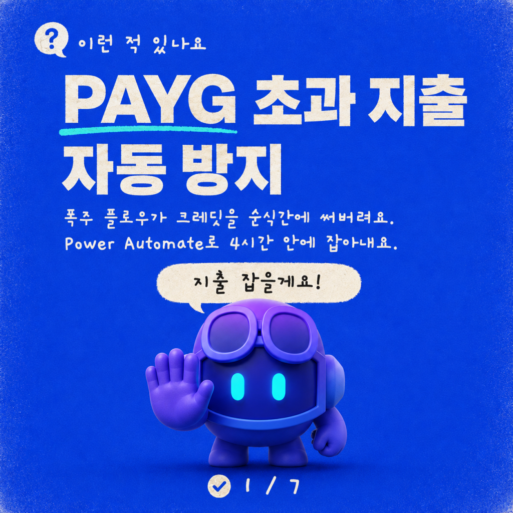 Power Automate와 커스텀 커넥터로 구현하는 실시간 PAYG 초과 지출 방지 카드뉴스 1/7