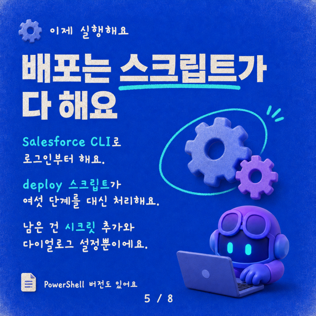 Salesforce에서 Copilot Studio로 핸드오프: 빈약한 문서에서 원클릭 배포까지 카드뉴스 5/8