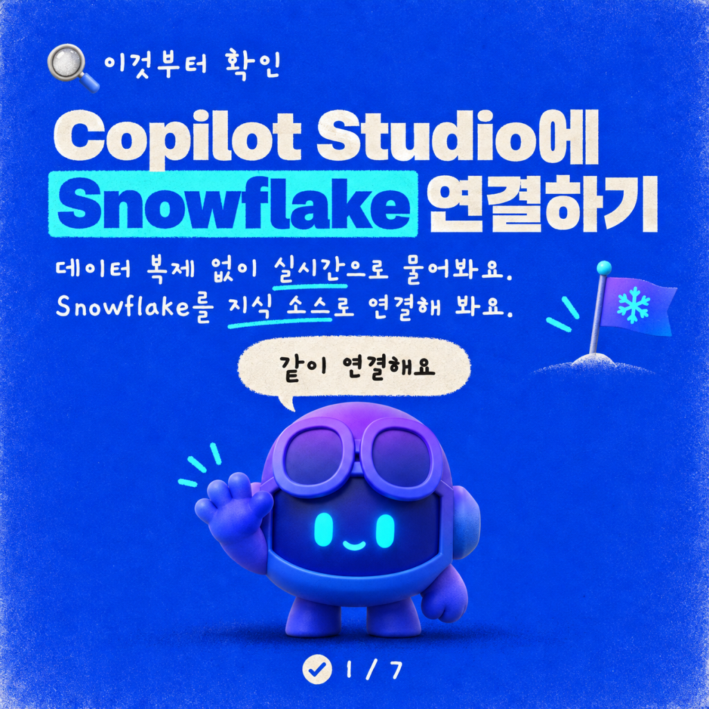 Snowflake를 Copilot Studio에 연결하기: 단계별 가이드 카드뉴스 1/7