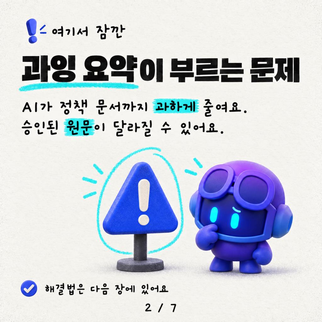 AI 에이전트의 과잉 요약 물리치기: 지식 소스의 원문을 그대로 전달하는 방법 카드뉴스 2/7