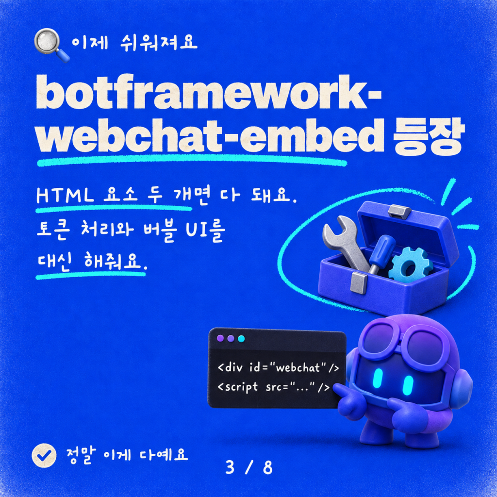 JavaScript 한 줄 없이 WebChat 임베드하기 카드뉴스 3/8